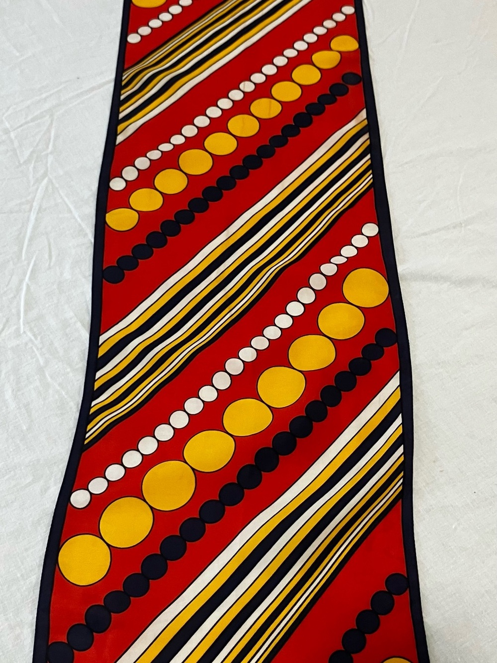 60's Bandeau Scarf Bold Red Geometric with Yellow and Navy